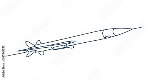 Simple Line Drawing of Missile.