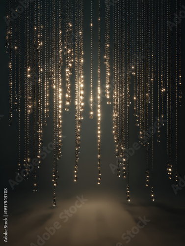 Wallpaper Mural Golden lights cascade like rain against a dark stage Torontodigital.ca