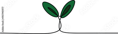 Green sprout with black outline on white background