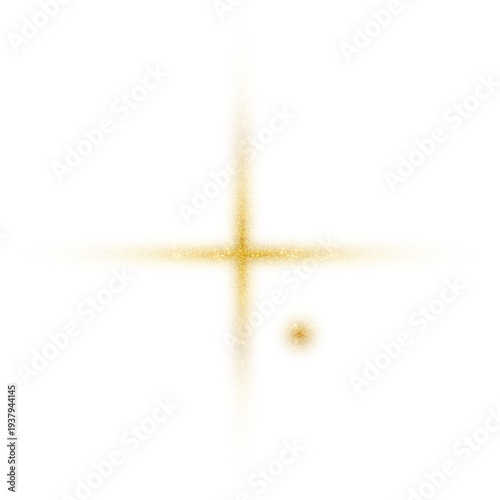 Bild auf Leinwand Golden cross light flare with a small floating sparkle on black