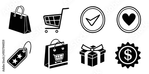 A collection of icons representing various aspects of online shopping and customer satisfaction Vector