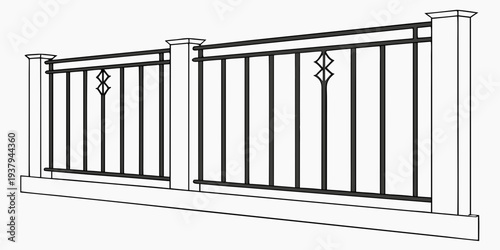 A set of three vertical bar windows with white frames and black bars Vector