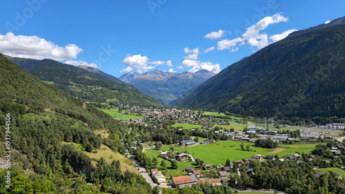 Bourg-Saint-Maurice valley town in the mountain landscape, Savoie, Auvergne-Rhone-Alpes, France, Europe.
