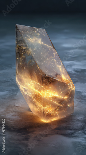 Wallpaper Mural Golden light pulses through translucent crystal Torontodigital.ca