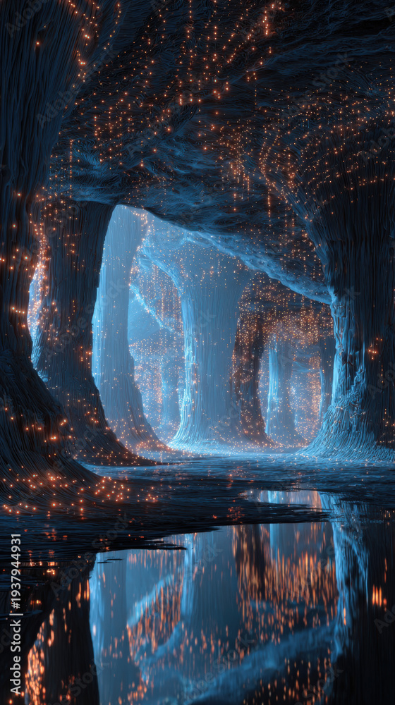 custom made wallpaper toronto digitalWhispering cave glows with fireflies and liquid light