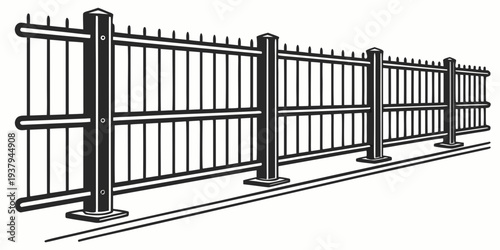 A detailed illustration of a set of metal gates with intricate designs. Vector