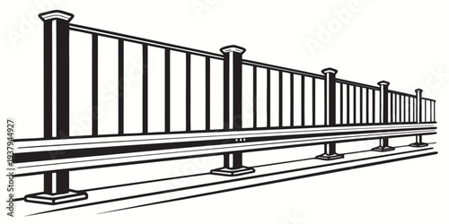 A detailed illustration of a series of connected train carriages on a railway track Vector