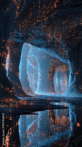 Wallpaper Mural Whispering cave glows with fireflies and liquid light Torontodigital.ca