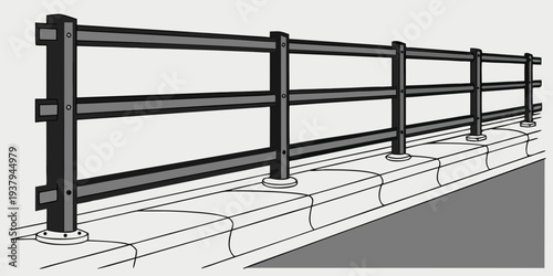 A wooden fence with a gate standing in a snowy landscape. Vector