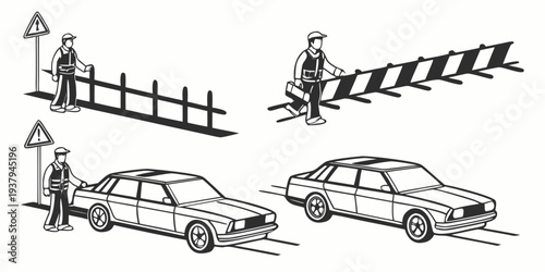 Children playing and crossing the street safely with adult supervision Vector