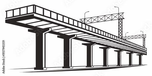 A detailed black and white illustration of a large industrial building Vector