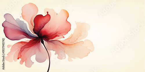 Beautiful watercolor background featuring a blooming pink rose bouquet with floral petals and green leaves for a romantic spring nature design