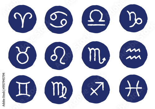 星座マーク12種　版画