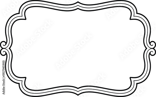 Ornate black and white decorative frame with swirling accents