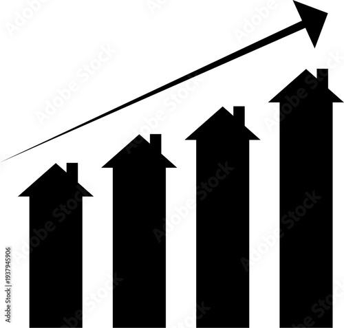 home price increase graph with house bars