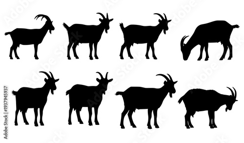 Minimalist Goat Silhouette Farm Animal Illustration Set for Agriculture and Rural Design
