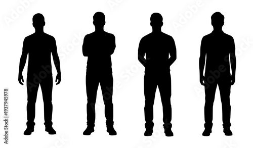 Male Standing Human Silhouette Vector Set for Architecture, Presentation, and Design Projects