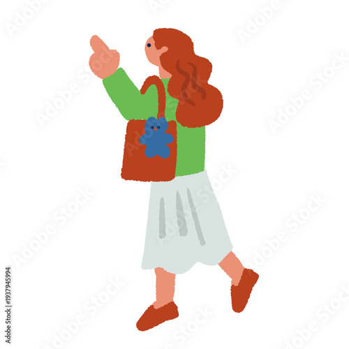 買い物をする女性のカラフルでフラットなイラスト