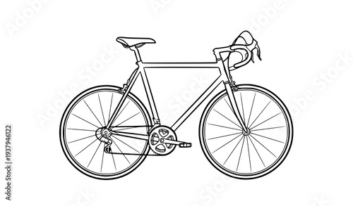 Modern Classic Road Bicycle Outline Vector Illustration for Cycling, Fitness, and Eco Transport