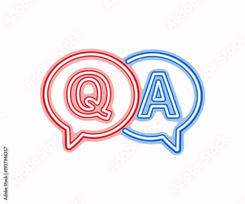 Neon q a speech bubbles icon