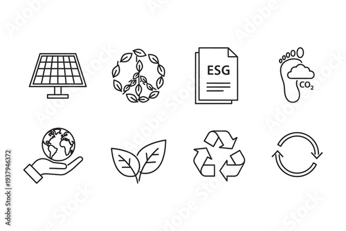 Esg icons depicting eco friendly business and sustainability concepts