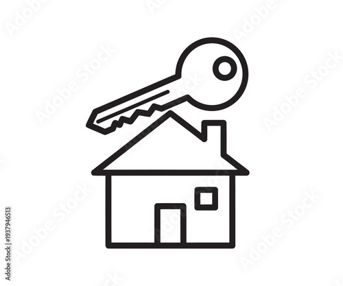 A house with a key on top