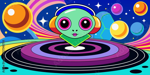 Abstract Alien Turntable Art with Cosmic Vibes
