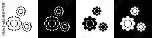 Setting  black and white icon design concept