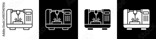 Laser machine black and white icon design concept