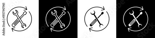 Maintenance black and white icon design concept