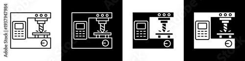 CNC machine  black and white icon design concept
