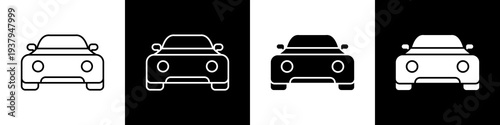 Car  black and white icon design concept