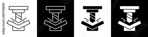  Bending machine black and white icon design concept