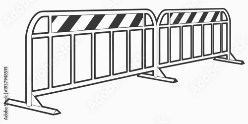 A set of black and white striped barricades standing in a row Vector