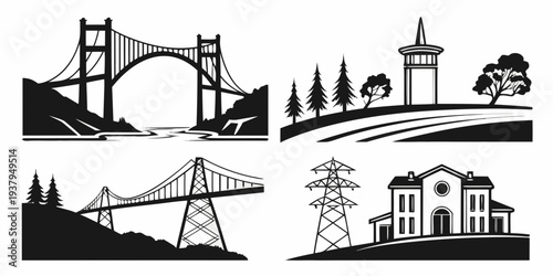 A collection of iconic landmarks and structures from around the world Vector