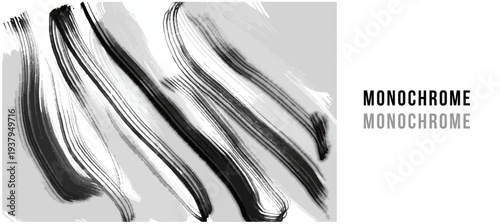 重なる筆致の抽象背景素材 躍動感のある墨の曲線パターン ベクターデザイン