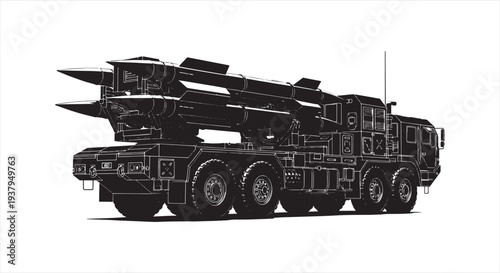 Missile Launcher Truck Blueprint – Military Defense Vehicle CAD Technical Drawing