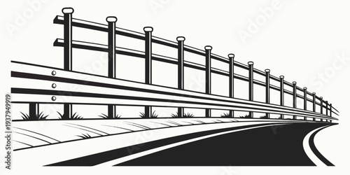 A detailed illustration of a train track with multiple rails and sleepers Vector