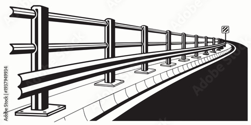 Aerial view of a modern highway with multiple lanes and overpasses. Vector