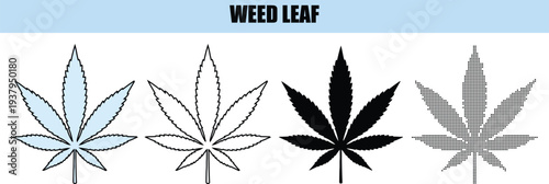 Cannabis Leaf Icons Vector Set Marijuana Plant Symbol Collection Medical Herb Graphics