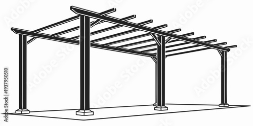 A modern pergola structure with a minimalist design and clean lines Vector