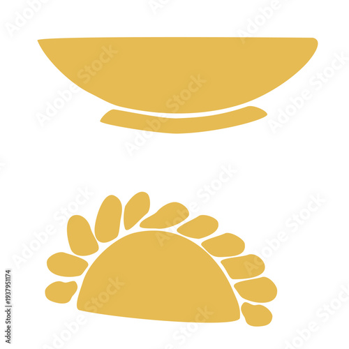 Traditional Indian baking dessert and clay ceramic bowl. Hand drawn vector illustration set. Holiday and festival design, for oriental magazines, maps greeting cards, Holi Diwali clip arts.