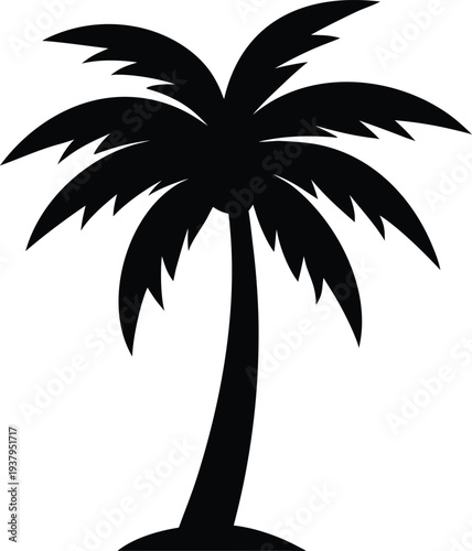 back view palm tree silhouette art icon on transparent backgrond