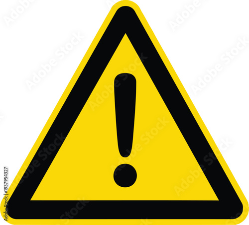 Yellow warning triangle with black exclamation mark