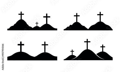 Easter sunday crosses on hills symbolizing resurrection and hope