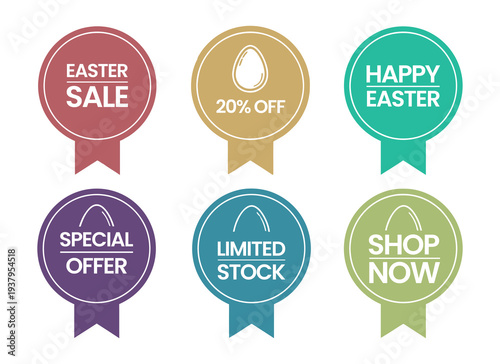Easter sunday sale shopping concept with colorful easter ribbons and special offers