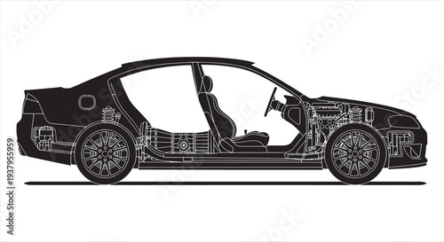 Car Blueprint Design – Automotive Engineering CAD Technical Drawing