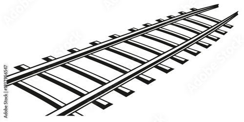 A detailed view of a railroad track with wooden sleepers and metal rails Vector