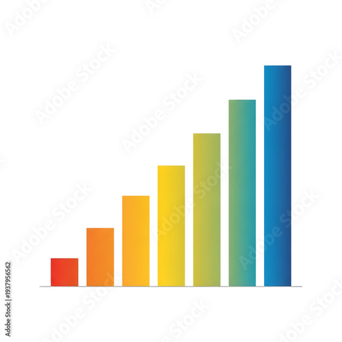 Free Download 3D colorful ascending bar chart growth success business data isolated on transparent background - GFXLoad