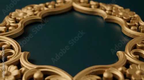 Ornate Gold Frame on Dark Background.